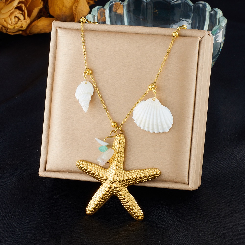 European and American Style Starfish and Shell Necklace