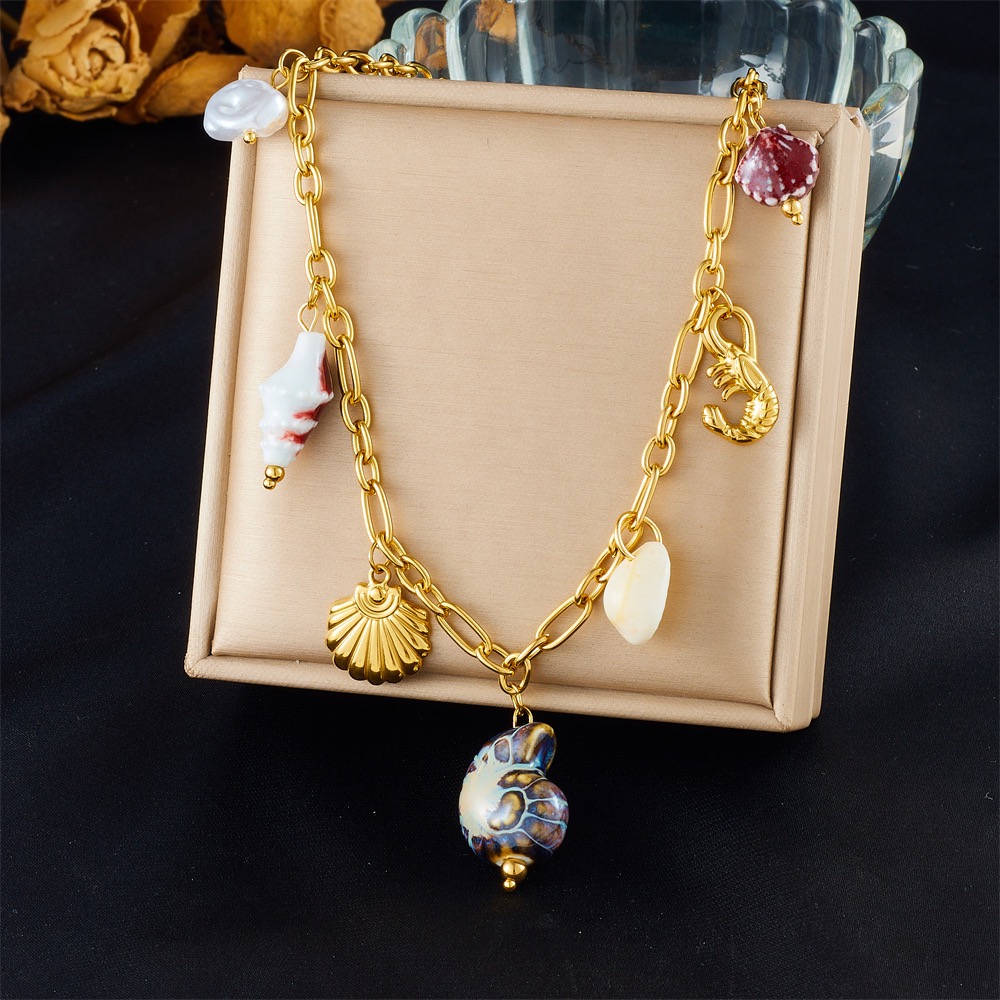 European and American Style Starfish and Shell Necklace